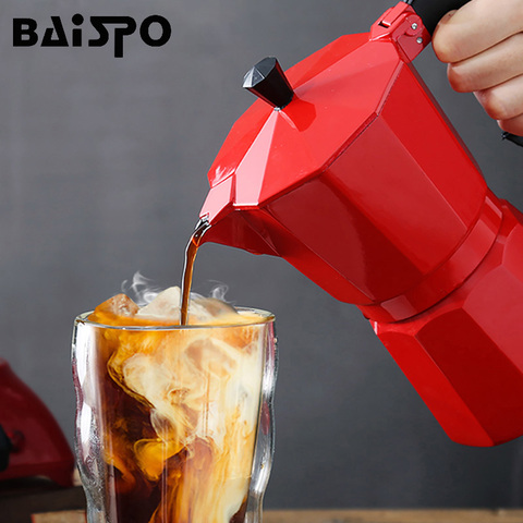 Baispo Aluminum Mocha Coffee Pot Italian Coffee Maker Portable Coffee Kettle Kitchen Tools Stovetop Percolator Espresso Pot ► Photo 1/6