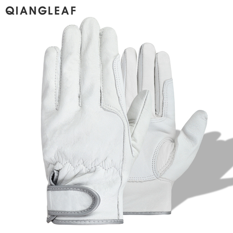 QIANGLEAF Brand Free Shipping White Cowhide Protection Men Work Gloves Thin Leather Safety Outdoor Working Glove Wholesale 2300 ► Photo 1/5