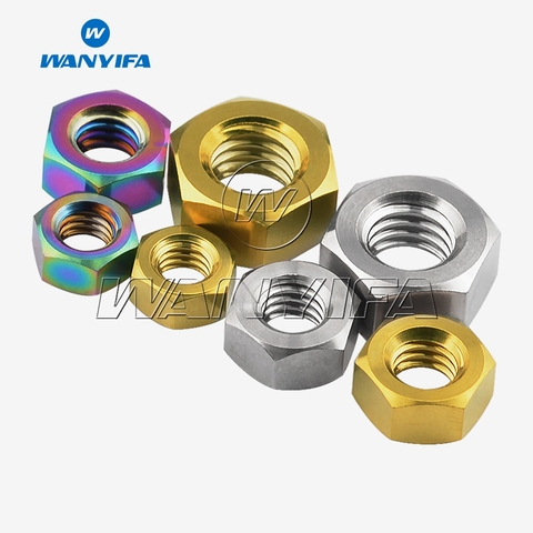 Wanyifa Titanium Ti M5 M6 M8 M10 Hex Nut for Bike Motorcycle Car Boat Aerospace Ti Alloy GR5 ► Photo 1/6