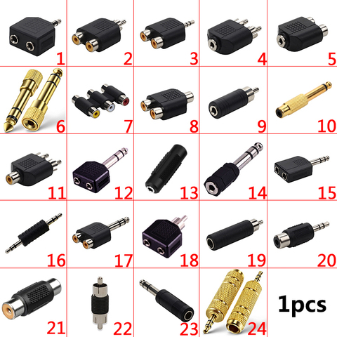 1pcs 3.5mm Male / Female Plug Jack Stereo Coupler Adapter 3.5 mm Mono Stereo to 6.35 RCA Charging Connector for iPhone PC Phone ► Photo 1/5