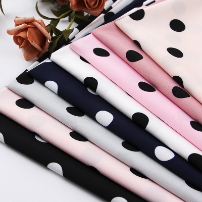 200cmx150cm Soft Four-way Stretch Polka Dot Printed Chiffon Fabric for Dress Shirt DIY Black,White,Pink,Blue by the Meter ► Photo 1/6