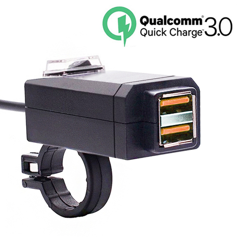 EAFC QC3.0 USB Motorcycle Charger Waterproof Dual USB Quick Change 3.0 12V Power Supply Adapter Universal Charge for Phone ► Photo 1/6