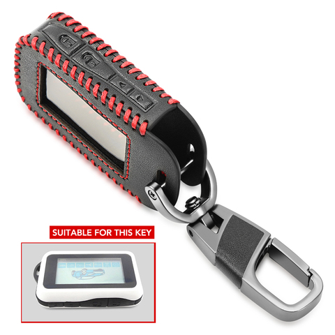 E90 Leather Car Key Case For StarLine E90 E60 E63 E93 E95 E66 E96 Two Way Car Alarm LCD Remote Controller Cover Keychain Bag ► Photo 1/3