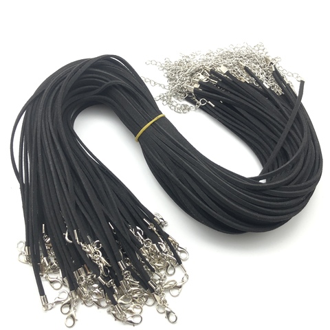 10pcs 3mm flat wire black leather rope lobster clasp for jewelry making DIY handmade necklace for men and women ► Photo 1/4