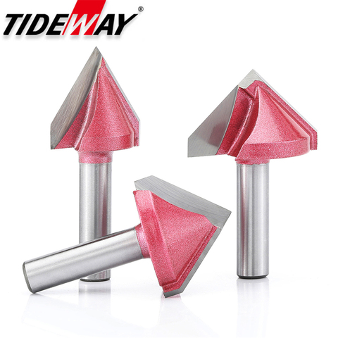 Tideway 1pcs 6mm V Bit End Mill CNC 3D Router Bits Wood Solid Tungsten Carbide 60 90 120 Deg MDF Woodworking  Milling Cutters ► Photo 1/6