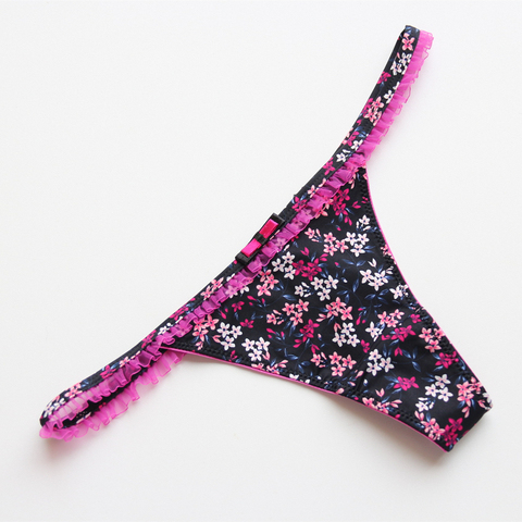 Voplidia Top Quality Women G-String T-back Thong Bow Ruffle Panites kawaii Sexy Underwear Bikinis Tanga PM046 ► Photo 1/6