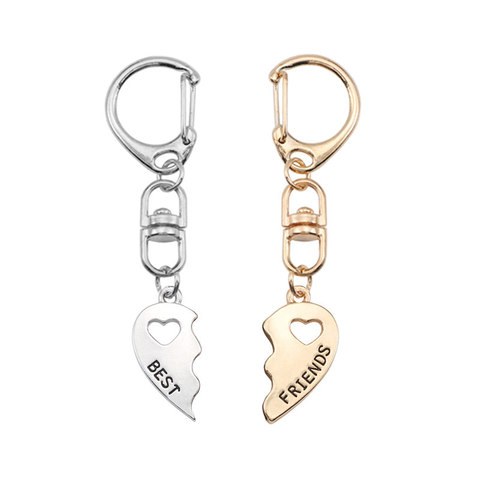 2pcs Best Friend Keychain Women Gold color Hollow Love Heart Best Friends Forever Pendant  BFF Friendship Jewelry Dropshipping ► Photo 1/6