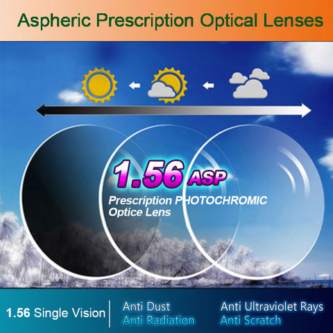1.56 Photochromic Single Vision Optical Aspheric Prescription Lenses Fast and Deep Color Coating Change Performance ► Photo 1/6