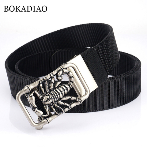 BOKADIAO Men&women Nylon Belt Metal Automatic Buckle canvas belts Outdoor sports Casual jeans waistband Army military male strap ► Photo 1/6