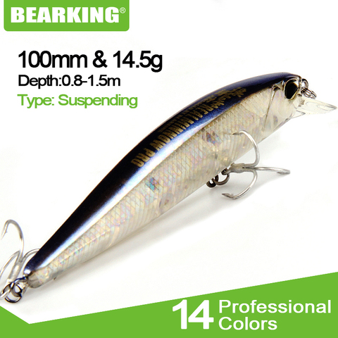 Bearking 1PCS Minnow Fishing Lure Laser Hard Artificial Bait 3D Eyes 10cm 14.5g Fishing Wobblers Crankbait Minnows ► Photo 1/6