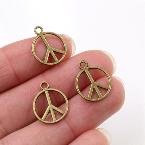 17x14mm 40pcs Antique Bronze Plated Peace Sign  Handmade Charms Pendant:DIY for bracelet necklace-Q4-15 ► Photo 1/2