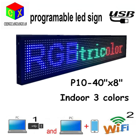 P10 SMD Wifi  Programmable Moving Message  BGR 3 colors LED Sign Board for Store window advertising Led Display business ► Photo 1/6