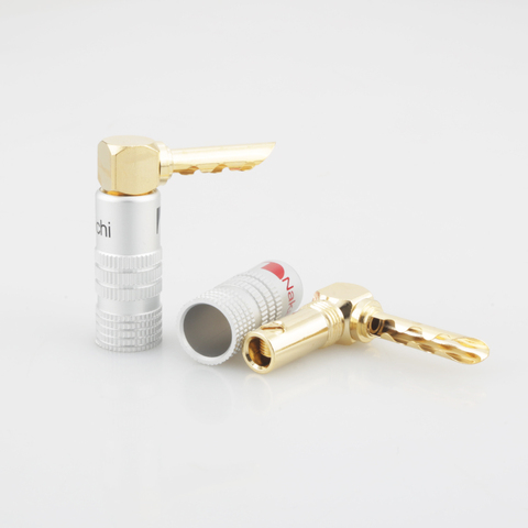 12x Gold Plated L-Type 90 Degree BFA Banana Connectors Plug Screw Lock Cable Wire ► Photo 1/6