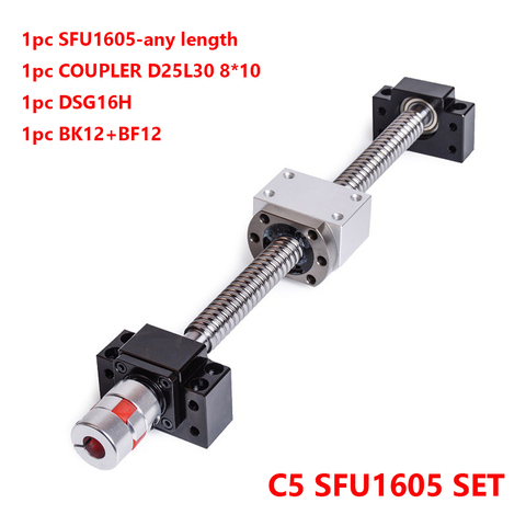 C5 Ballscrew SFU Ballnut + Nut Housing BK/BF12 End Support + Coupler RM1605 Ballscrew +1605 550 Set 300 700 1000 End Machined ► Photo 1/6