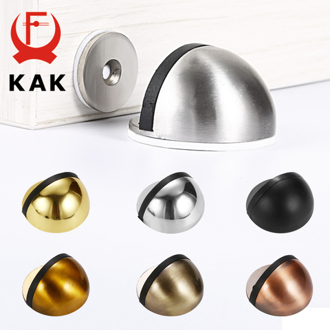 KAK Stainless Steel Magnetic Doorstop Non Punching Sticker Black Door Stopper Hidden Door Holders Catch Floor Stop Door Hardware ► Photo 1/6