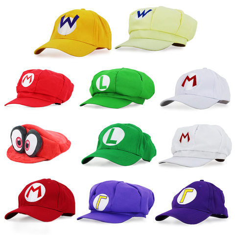 Super Mario Luigi Waluigi Wario Super Mary Odyssey Cappy 3D hats Cosplay Cartoon baseball Hats Plush Toys ► Photo 1/6