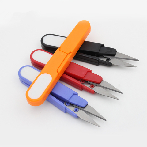 4Pcs  Plastic Handle Safety Wear Cover Sewing Scissors Thread Cutter Cross-stitch U Shape Embroidery Scissors Tools for Sewing ► Photo 1/6