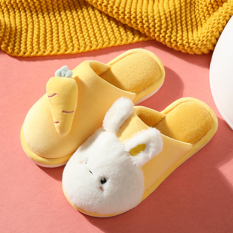 Winter House Fur Slippers Warm Cotton Shoes Cute Lovely Cartoon Rabbit Indoor Bedroom Women Men Ladies Lovers Furry Slides ► Photo 1/6