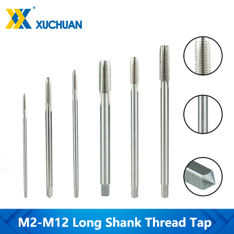 Thread Tap Long Shank M2-M12 Metric HSS Spiral Flute Taps 90-150 Long For Metalworking Tools Thread Tap Drill ► Photo 1/5