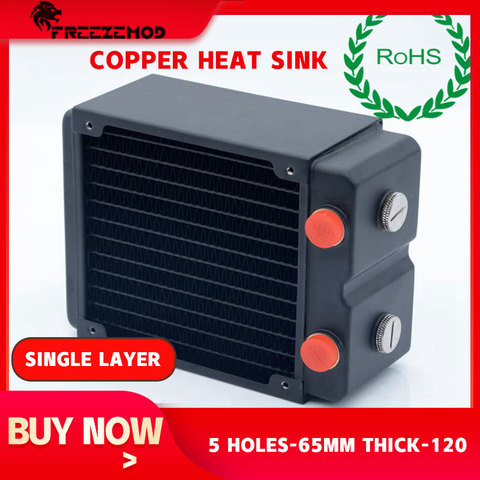 FREEZEMOD TSRP-HP65-120 Heat Sink 120mm Computer PC Water Cooler Copper Radiator 3 Layers 65MM Thick Copper Fins G1/4 ► Photo 1/6