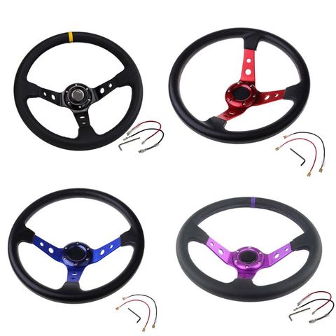 2022 New Sport Steering Wheel Universal 4 inch PVC Leather Auto Racing Steering Wheels ► Photo 1/6