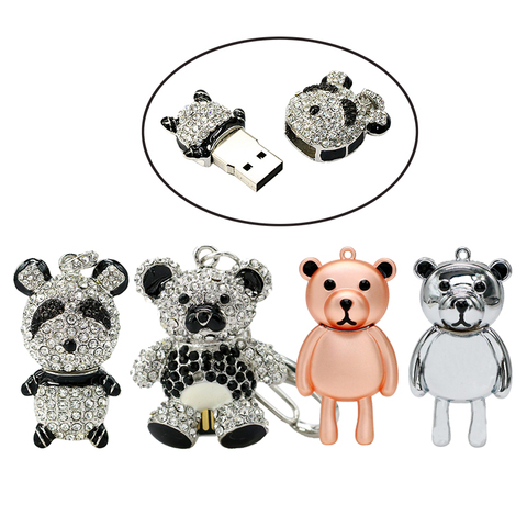 Diamond Crystal Panda Usb Flash Drives Thumb Pendrive Crystal Animal Bear U Disk Necklace Usb Memory Stick Storage 4GB 8GB 16GB ► Photo 1/5