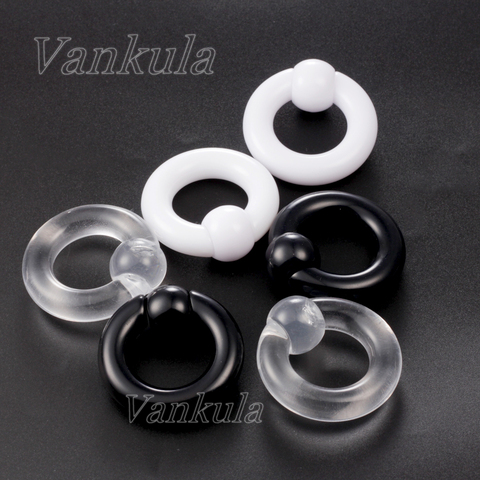 Vankula 2pcs  Acrylic Ear Plugs Tunnels Big Captive Hoop BCR Ball Ear Expander Gauges Nipple Piercing Ring Stretching 6mm-10mm ► Photo 1/6