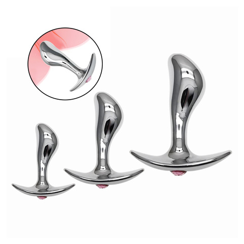 3pcs/Set Stainless Steel Anal Plug Beads Buttplug Smooth Massager Crystal Ass Butt Plugs Stimulator Women Sex Toys Dildo Metal ► Photo 1/6