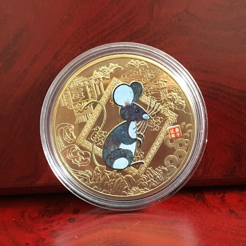 1/10pc Year of the Rat Commemorative Coin Chinese Zodiac Souvenir Challenge Collectible Coins Collection Art Craft Gift Ornament ► Photo 1/5