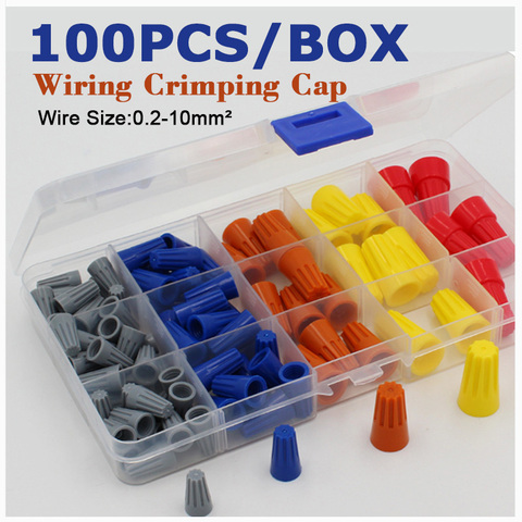 100PCS Screw Connector Caps Electrical Wire Connection Spring Insert Assortment Kit P1 P2 P3 P4 P6 Cable Twist Crimp Terminals ► Photo 1/6