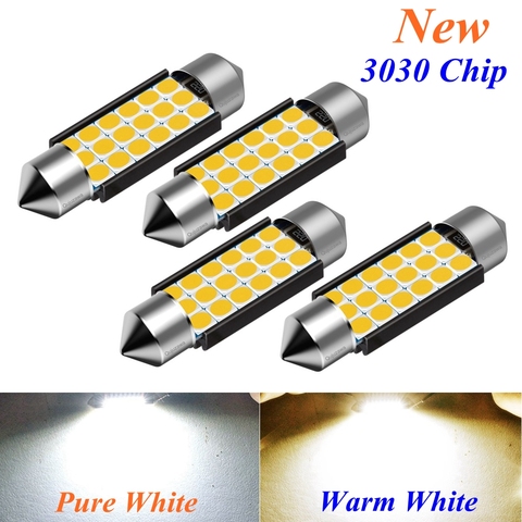 4PCS Festoon 31mm 36mm 39mm 41mm C5W C10W Super Bright 3030 LED Bulb Car Dome Light Canbus Auto Interior Reading Lamp Warm White ► Photo 1/6