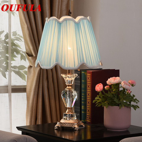 OUFULA Crystal Table Lamps Desk Lights Luxury Contemporary Fabric for Foyer Living Room Office Creative Bed Room Hotel ► Photo 1/6