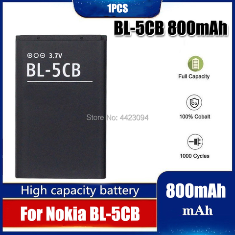 1pc BL-5CB 800mAh For nokia 1616 1800 Battery BL 5CB mobile phone High Quality SanErqi ► Photo 1/6