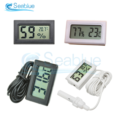 Mini Convenient Digital LCD Thermometer Sensor Hygrometer Gauge Refrigerator Aquarium Monitoring Display Humidity Detector 1M 2M ► Photo 1/6