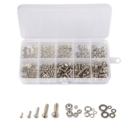 160Pcs M2 M2.5 M3 M4 M5 Stainless Steel SS304 Screws an Head Screws Nuts Bolts Assortment Kit ► Photo 1/6