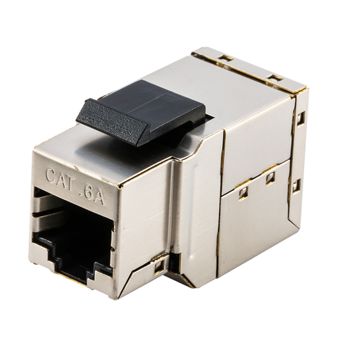 10G 500MHz Cat.6A RJ45 inline coupler female shielded adapter for blank patch panel ► Photo 1/6