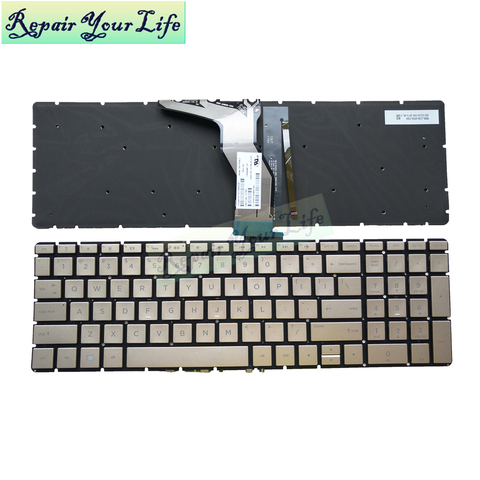 laptop keyboard for HP for ENVY X360 15M 15-BP 15-BP015 15-BS 15-BW 250 G6 US English with backlit Golden SN7161BL2 90320-XUA ► Photo 1/6