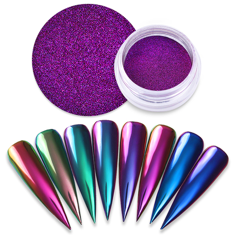 1 Box Chameleon Mirror Nail Glitters Powder Colorful Auroras Effect Nail Art Chrome Pigment Decoration 8 Colors Available ► Photo 1/6