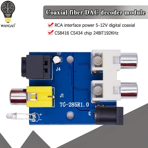 CS8416 CS434 24 Bit 192KHz Coaxial Optical Fiber DAC Decoder Board Module RCA Interface 5-12V Digital Optical Decoder ► Photo 1/6