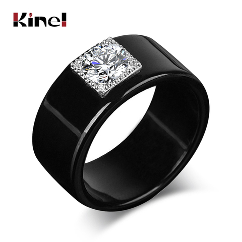 Kinel Vintage Wedding Rings For Women Punk Rock Silver Color Zircon Black Men Ring Engagement Jewelry 2022 New ► Photo 1/6