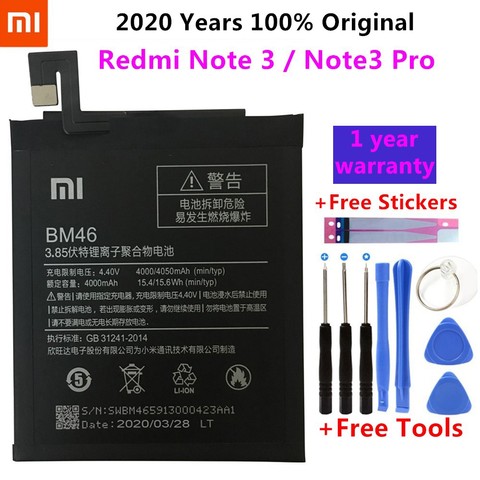 100% Original 2022 Years New High quality BM46 Battery Real 4000mAh For Xiaomi Redmi Note 3 Redmi Note 3 Pro Gift Tools+Stickers ► Photo 1/6