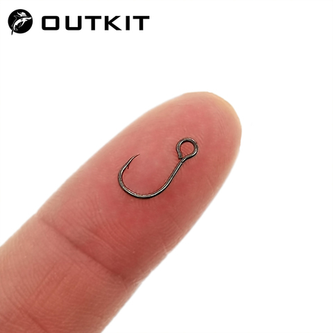 OUTKIT 12pcs for Fishing Lure Spare Hook Single Fish Lure Hooks Inline Hook Big Eye Size4 6 8 10 12 Tackle High Carbon Steel ► Photo 1/6