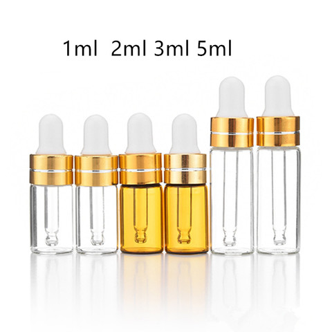 50pcs/lot 1ml 2ml 3ml 5ml Amber Glass Dropper Bottle Essential Oil Display Vials Small Serum Perfume Brown Sample Test Bottle ► Photo 1/6