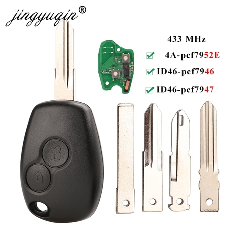 jingyuqin 2BTN Remote Key For Renault Duster Modus Clio 3 Twingo DACIA Logan Sandero Kangoo 433MHz PCF7947 PCF7947 pcf7952E Chip ► Photo 1/5