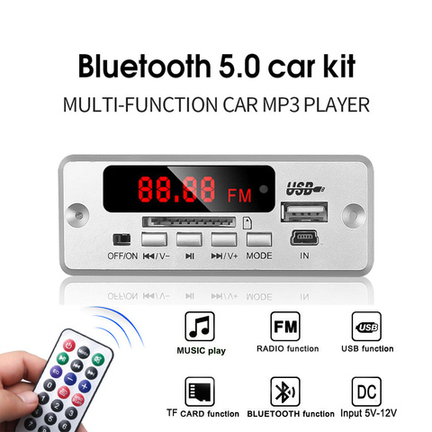 Hot Bluetooth V5.0 MP3 Decoding Board Module Wireless USB MP3 Player TF Card Slot / USB / FM / Remote For Car Speaker Phone ► Photo 1/6