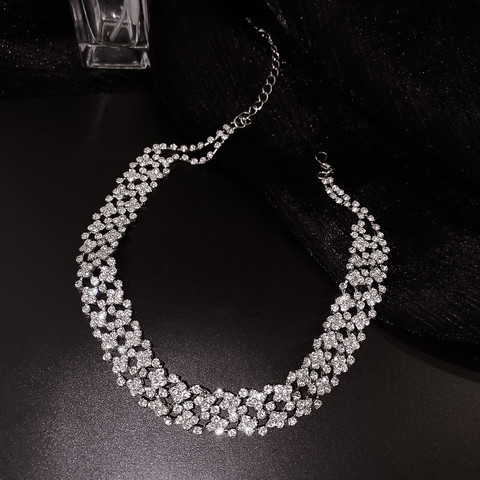 FYUAN Fashion Full Rhinestone Choker Necklaces for Women Geometric Crystal Necklaces Statement Jewelry Party Gifts ► Photo 1/6