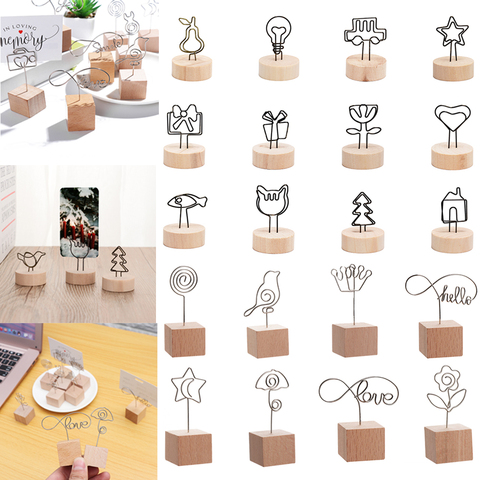 1PC New Creative Round Wooden Note Picture Frame Clip Table Number Wedding Photo Holder Photo Clip Memo Name Card Pendant Holder ► Photo 1/1