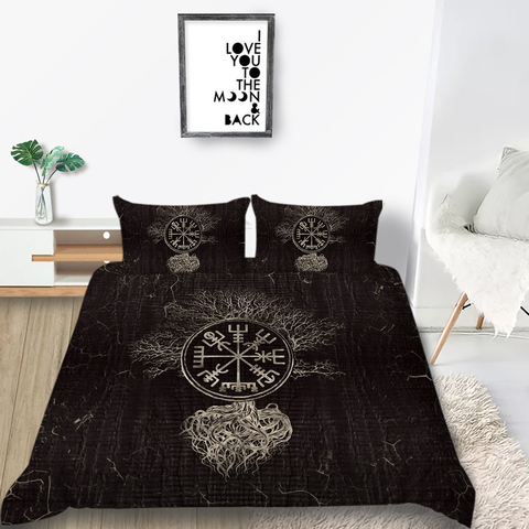 Thumbedding Ancient Script Bedding Set High End Retro Style Duvet Cover Black Soft King Queen Twin Full Single Double Bed Set ► Photo 1/6