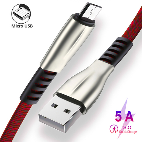 1M Zinc Alloy Braided Micro USB Fast Charging Data Wire For Huawei Y5 Y6 Y7 Y9 2022 Honor 8A 8S 8X 9 Lite Data Sync Phone Cable ► Photo 1/6