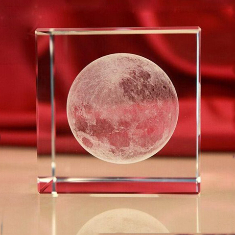 60mm Collectible Crystal Glass Cube Moon Paperweight Opitcal Crystal Engraving Figurine For Home Decor Birthday Gifts ► Photo 1/6